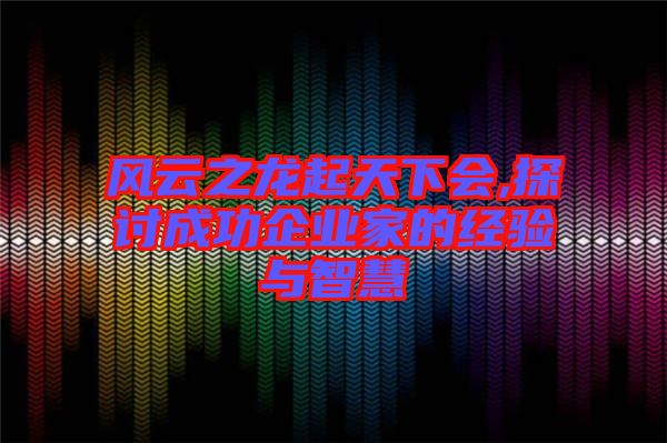 風云之龍起天下會,探討成功企業(yè)家的經驗與智慧