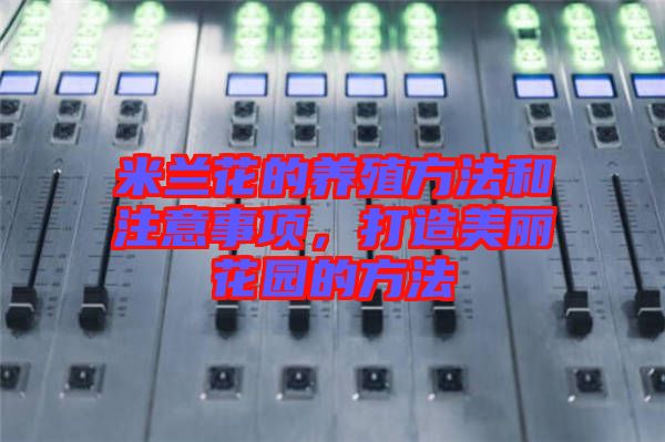 米蘭花的養殖方法和注意事項，打造美麗花園的方法
