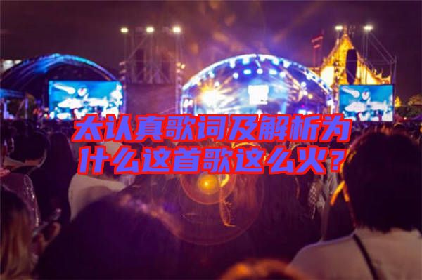 太認真歌詞及解析為什么這首歌這么火？