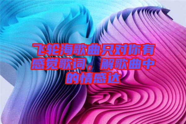 飛輪海歌曲只對你有感覺歌詞，解歌曲中的情感達