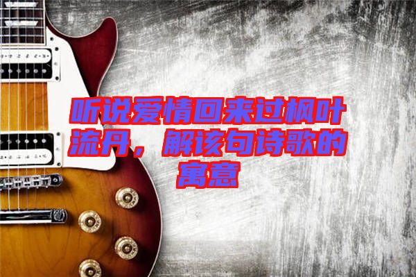 聽(tīng)說(shuō)愛(ài)情回來(lái)過(guò)楓葉流丹，解該句詩(shī)歌的寓意
