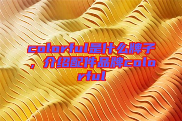 colorful是什么牌子，介紹配件品牌colorful