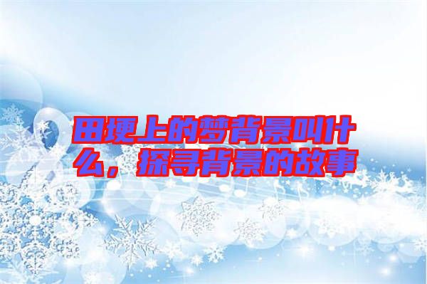 田埂上的夢背景叫什么，探尋背景的故事