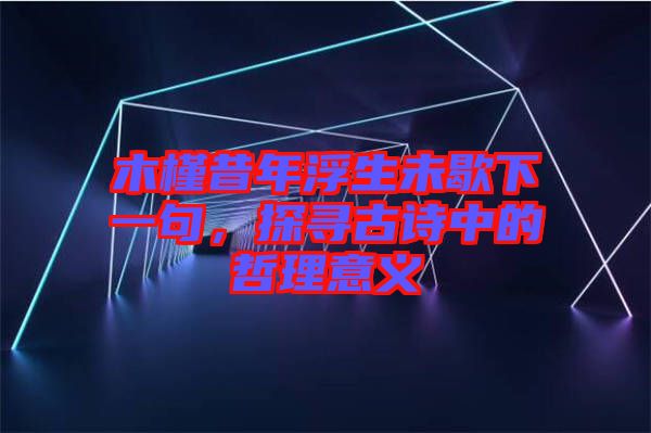 木槿昔年浮生未歇下一句，探尋古詩中的哲理意義