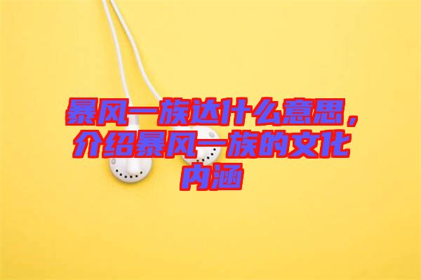 暴風一族達什么意思，介紹暴風一族的文化內涵