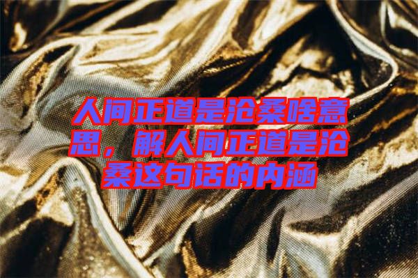 人間正道是滄桑啥意思，解人間正道是滄桑這句話的內涵