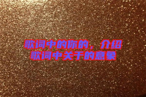 歌詞中的你的，介紹歌詞中關于的意象
