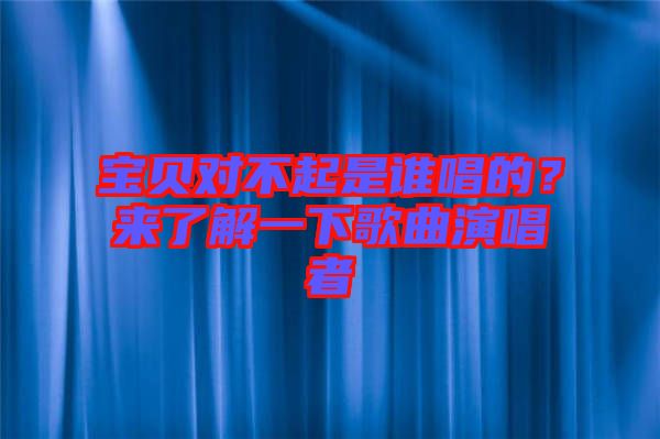 寶貝對不起是誰唱的？來了解一下歌曲演唱者