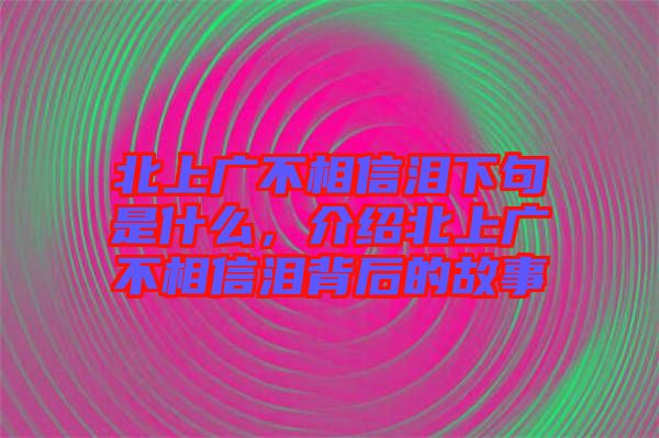 北上廣不相信淚下句是什么，介紹北上廣不相信淚背后的故事