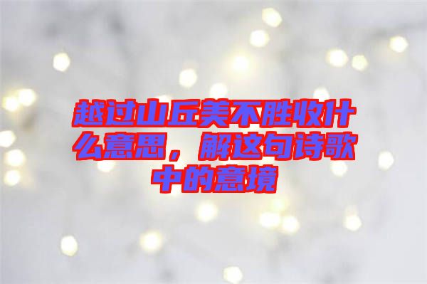 越過(guò)山丘美不勝收什么意思，解這句詩(shī)歌中的意境