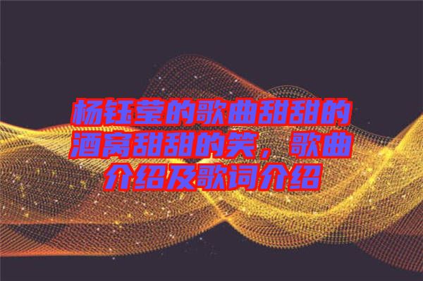 楊鈺瑩的歌曲甜甜的酒窩甜甜的笑，歌曲介紹及歌詞介紹