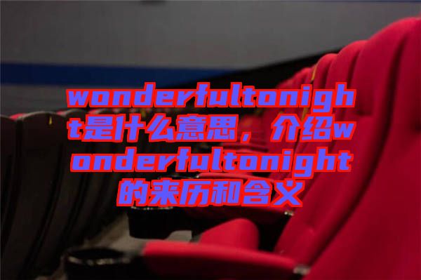 wonderfultonight是什么意思，介紹wonderfultonight的來歷和含義