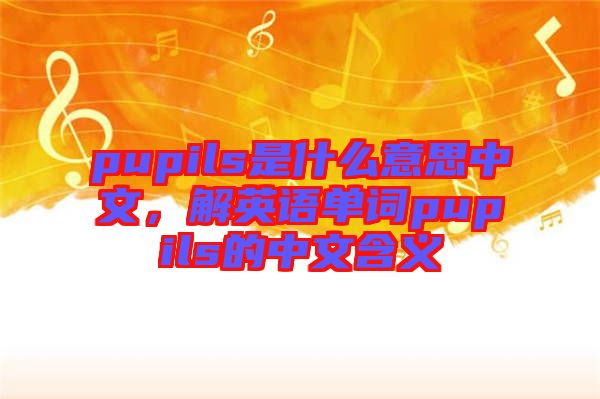 pupils是什么意思中文，解英語單詞pupils的中文含義