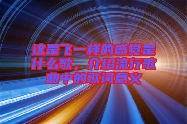 這是飛一樣的感覺是什么歌，介紹流行歌曲中的歌詞意義