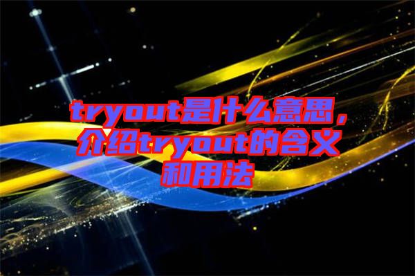 tryout是什么意思，介紹tryout的含義和用法