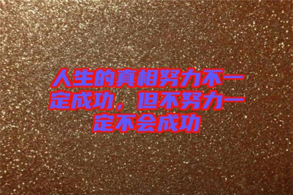 人生的真相努力不一定成功，但不努力一定不會成功