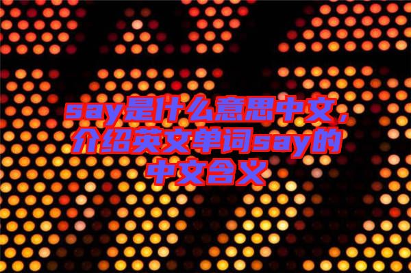 say是什么意思中文，介紹英文單詞say的中文含義