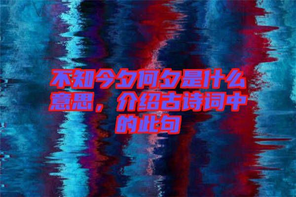 不知今夕何夕是什么意思，介紹古詩詞中的此句