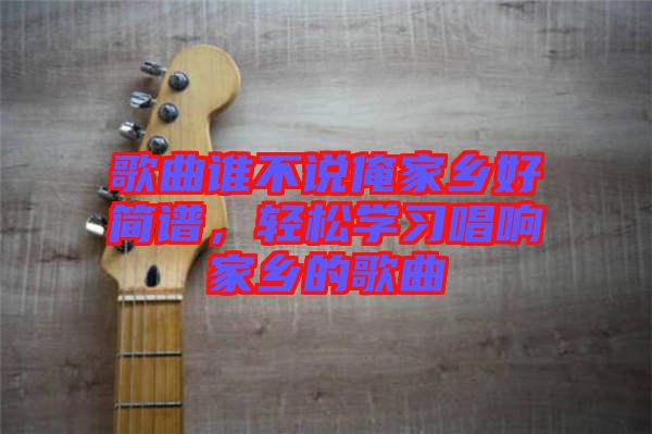 歌曲誰不說俺家鄉好簡譜，輕松學習唱響家鄉的歌曲