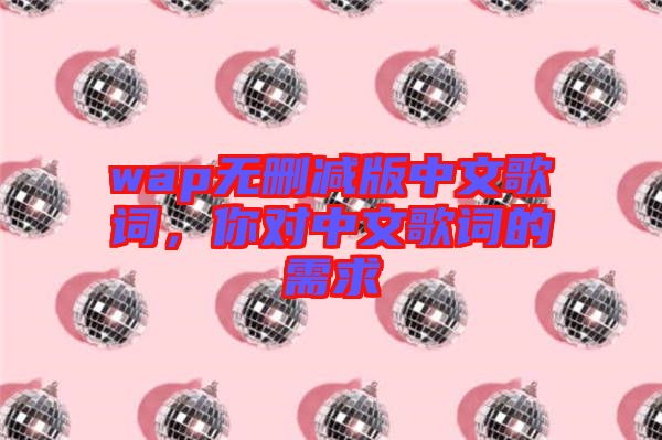 wap無刪減版中文歌詞，你對中文歌詞的需求