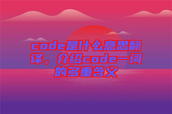 code是什么意思翻譯，介紹code一詞的多重含義