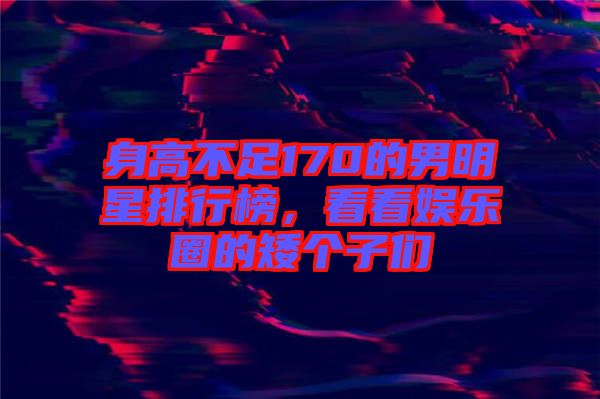 身高不足170的男明星排行榜，看看娛樂圈的矮個(gè)子們