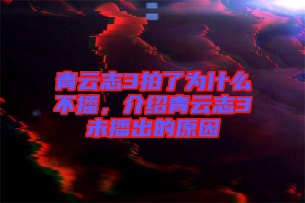 青云志3拍了為什么不播，介紹青云志3未播出的原因